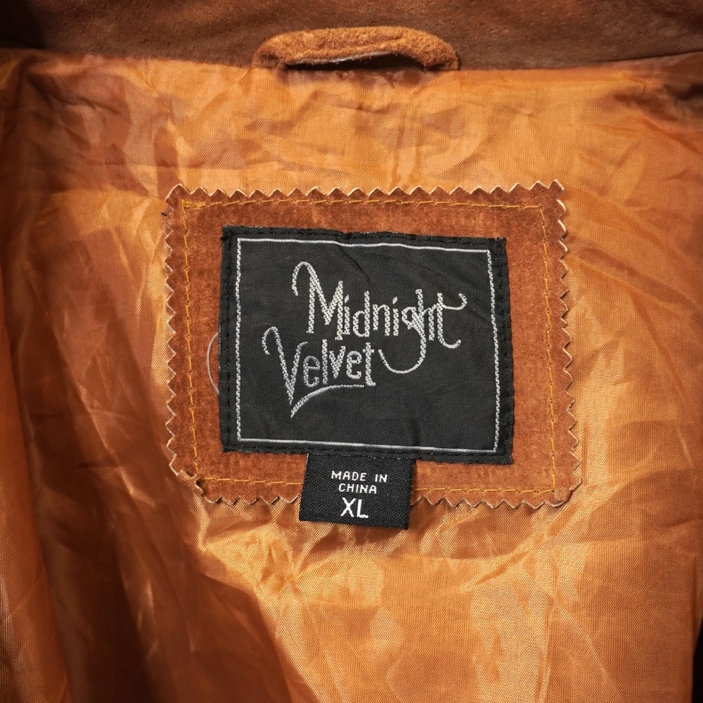 Vintage Midnight Velvet Suede 100% Leather Fringe Jacket, Size XL - Picture 5 of 6